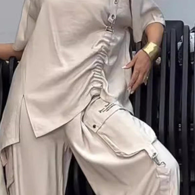 Women's Two-Piece Suit Round Neck T-Shirt And Trousers Set