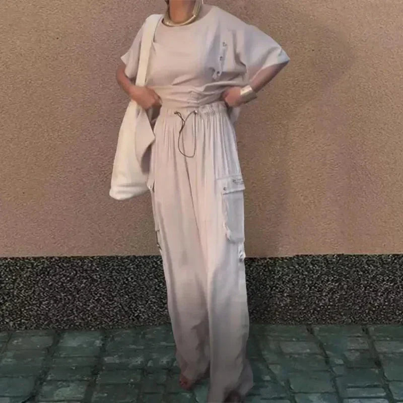 Women's Two-Piece Suit Round Neck T-Shirt And Trousers Set
