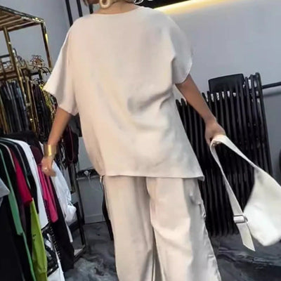 Women's Two-Piece Suit Round Neck T-Shirt And Trousers Set