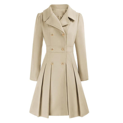 Women's A-line Tweed Coat Slim Fit Long Stylish Outerwear