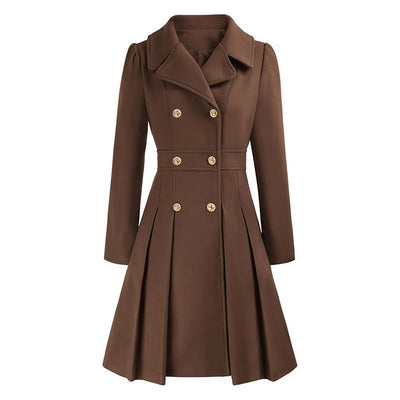 Women's A-line Tweed Coat Slim Fit Long Stylish Outerwear