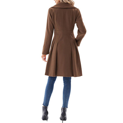 Women's A-line Tweed Coat Slim Fit Long Stylish Outerwear