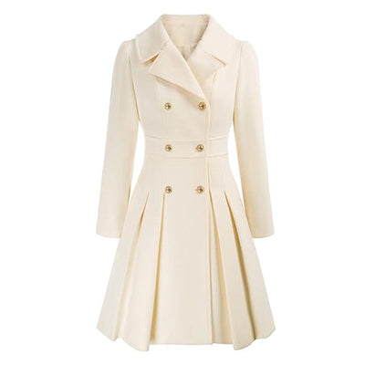Women's A-line Tweed Coat Slim Fit Long Stylish Outerwear