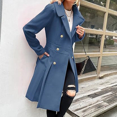 Women's A-line Tweed Coat Slim Fit Long Stylish Outerwear