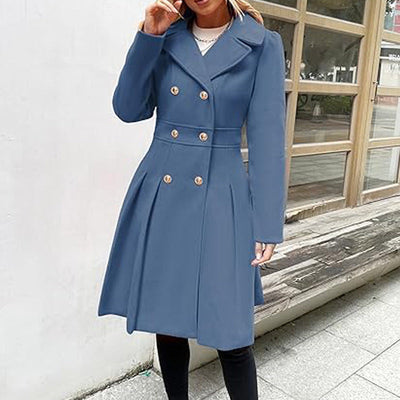 Women's A-line Tweed Coat Slim Fit Long Stylish Outerwear