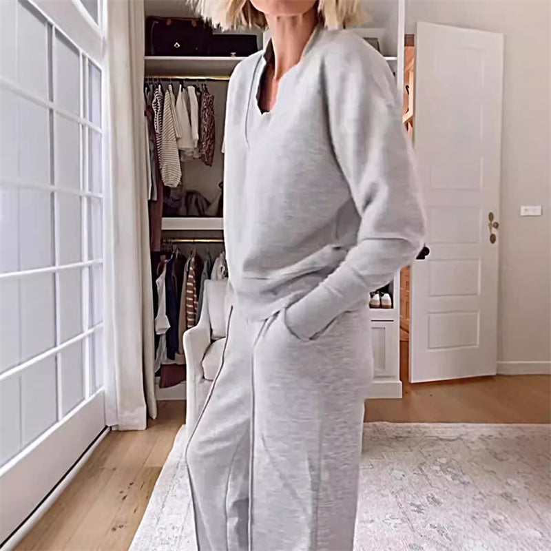 Women's Casual Fashion Set Comfortable Top And Trousers Outfit