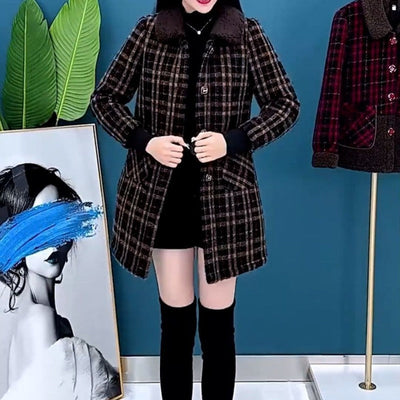 Women's Plush Thick Mid Length Jacket Coat Warm Outerwear