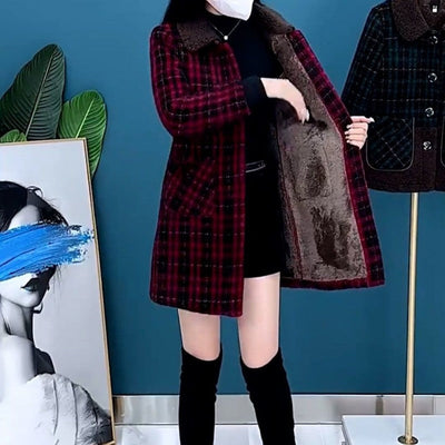 Women's Plush Thick Mid Length Jacket Coat Warm Outerwear