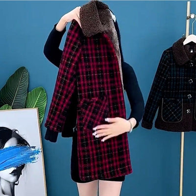 Women's Plush Thick Mid Length Jacket Coat Warm Outerwear