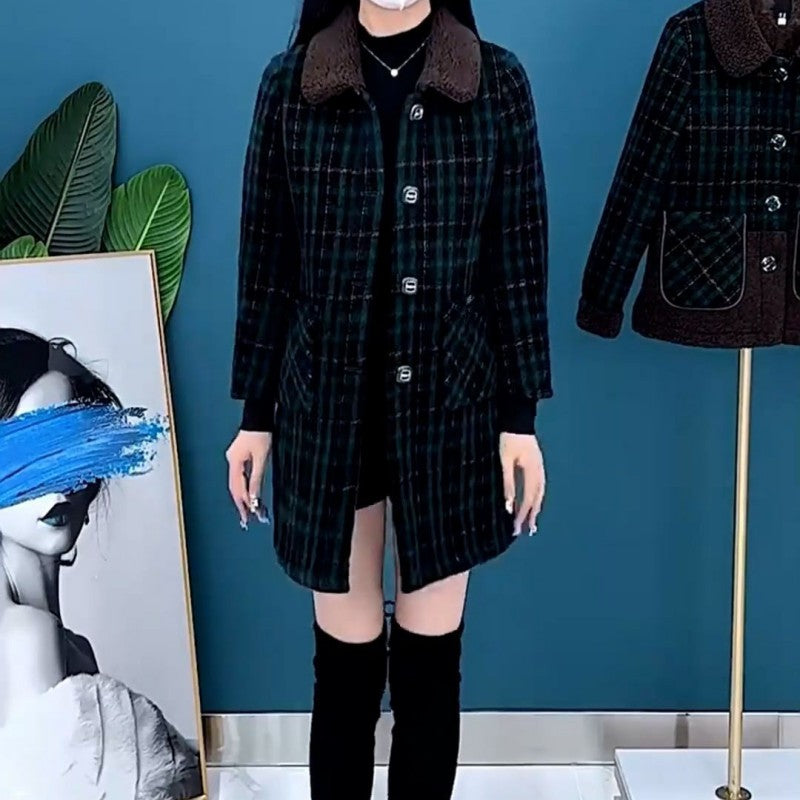 Women's Plush Thick Mid Length Jacket Coat Warm Outerwear
