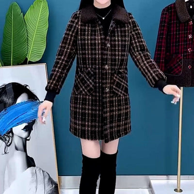 Women's Plush Thick Mid Length Jacket Coat Warm Outerwear