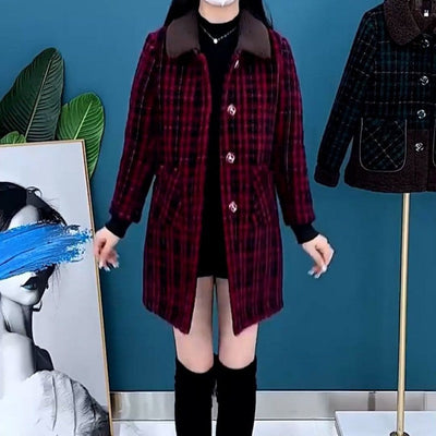 Women's Plush Thick Mid Length Jacket Coat Warm Outerwear