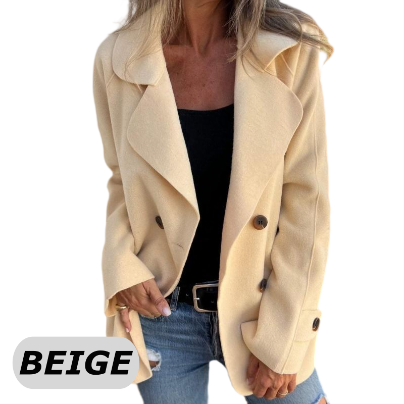 Women's Faux Tweed Coat Casual Long Sleeve Lapel Jacket
