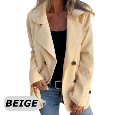 Women's Faux Tweed Coat Casual Long Sleeve Lapel Jacket