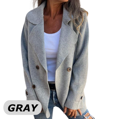 Women's Faux Tweed Coat Casual Long Sleeve Lapel Jacket