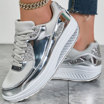 Women’s Platform Sneakers Casual Sparkling Trendy Comfortable Shoes