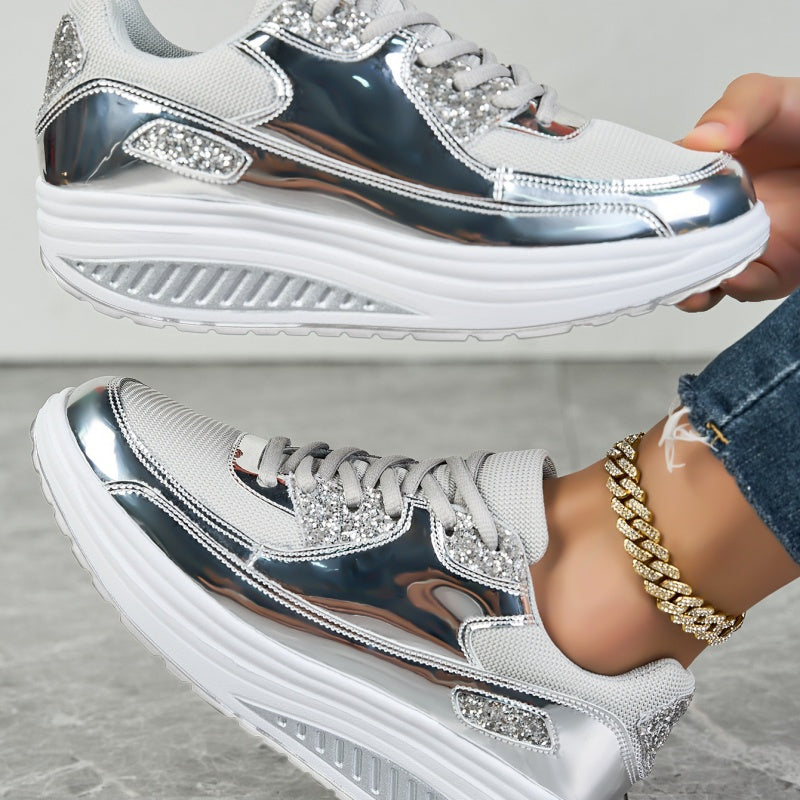 Women’s Platform Sneakers Casual Sparkling Trendy Comfortable Shoes