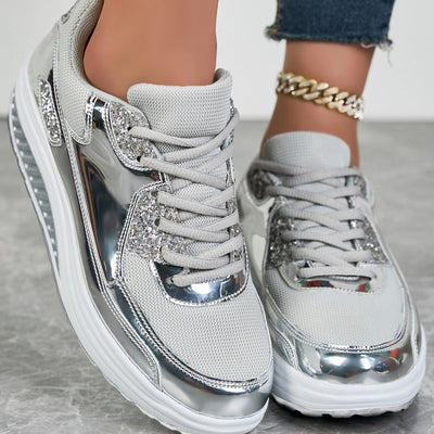 Women’s Platform Sneakers Casual Sparkling Trendy Comfortable Shoes