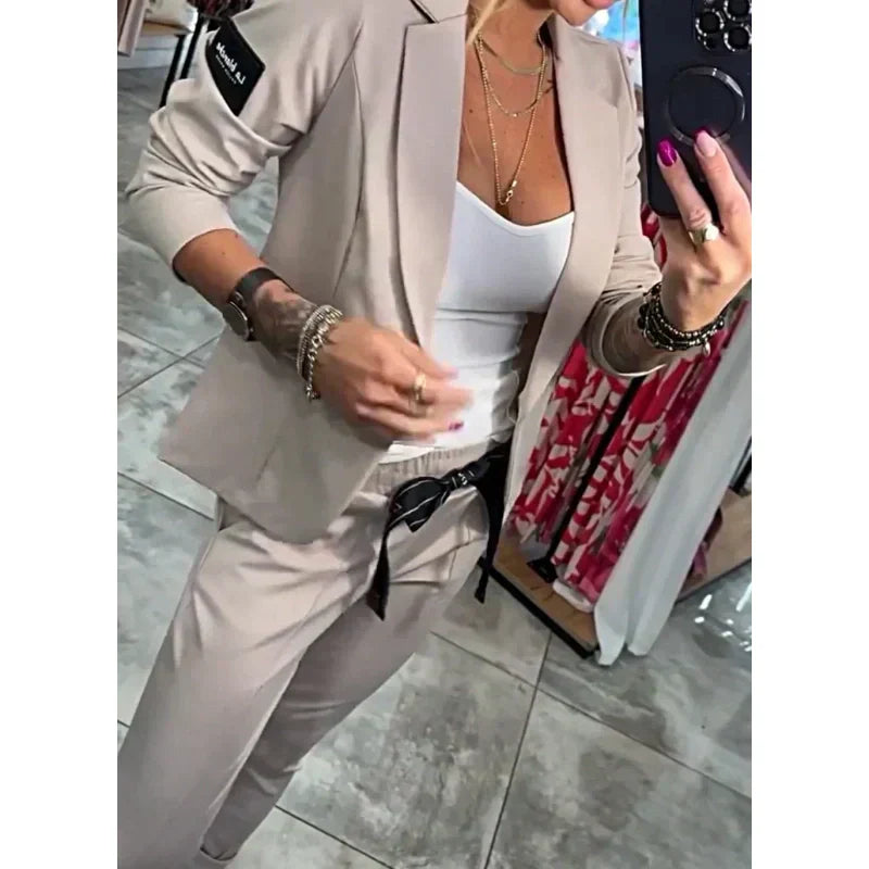 Women's Casual Suit Set Jacket And Pants Two-Piece Outfit