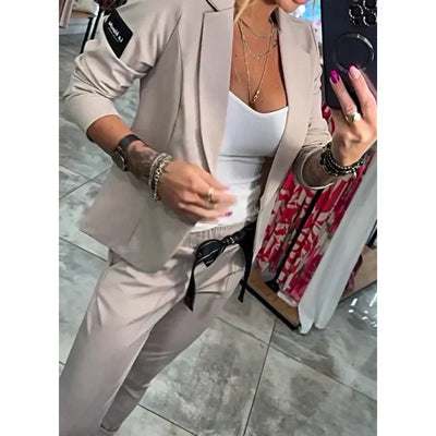Women's Casual Suit Set Jacket And Pants Two-Piece Outfit
