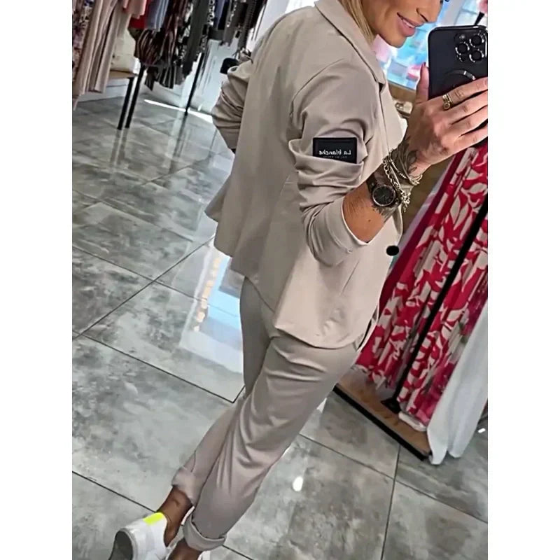 Women's Casual Suit Set Jacket And Pants Two-Piece Outfit