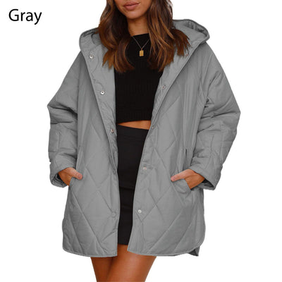Women's Lightweight Hooded Quilted Jacket Trendy Winter Outerwear