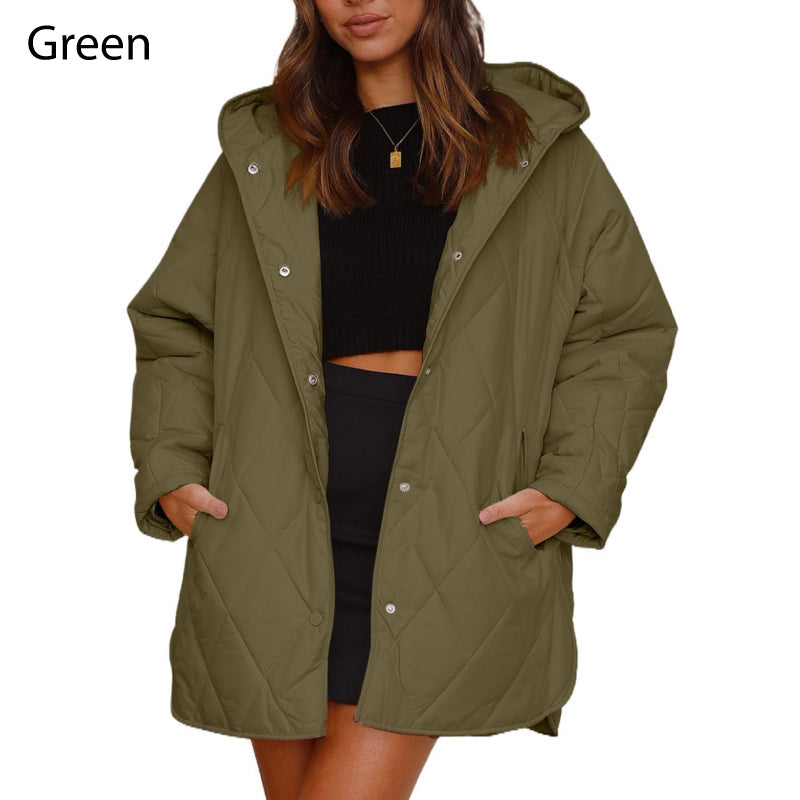 Women's Lightweight Hooded Quilted Jacket Trendy Winter Outerwear