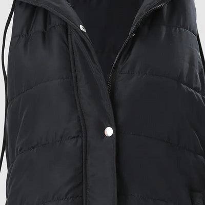 Women's Long Sleeveless Vest With Hood Stylish Winter Outerwear