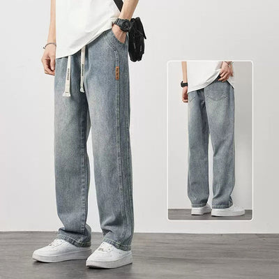 Men's Loose Straight Jeans Comfortable Durable Casual Denim Pants