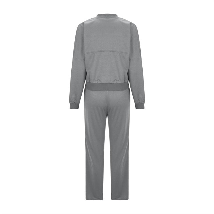 Women's 2-Piece Sweatpants Set Long Sleeve Zip Coat Drawstring