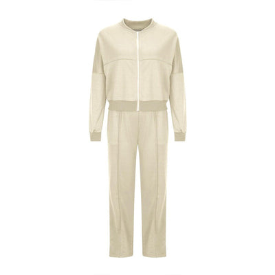 Women's 2-Piece Sweatpants Set Long Sleeve Zip Coat Drawstring