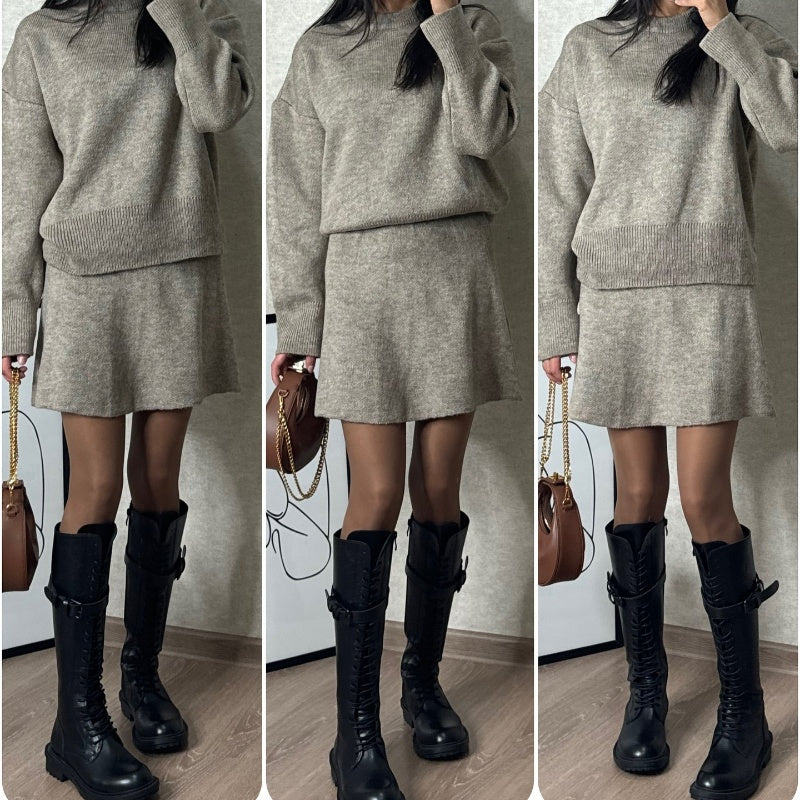 Knitted Woolen Dress Set Cozy Warm Stylish Winter Outfit