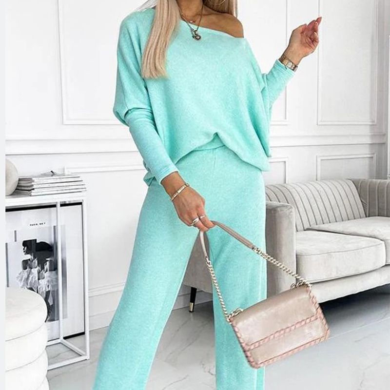 Women's Pullover And Pants Set Solid Color Loose Fit Comfort