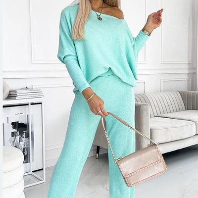 Women's Pullover And Pants Set Solid Color Loose Fit Comfort