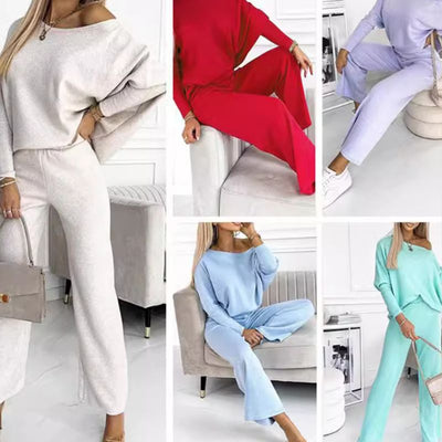 Women's Pullover And Pants Set Solid Color Loose Fit Comfort