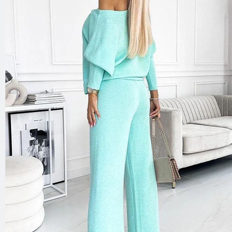 Women's Pullover And Pants Set Solid Color Loose Fit Comfort
