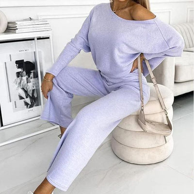 Women's Pullover And Pants Set Solid Color Loose Fit Comfort