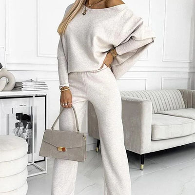 Women's Pullover And Pants Set Solid Color Loose Fit Comfort