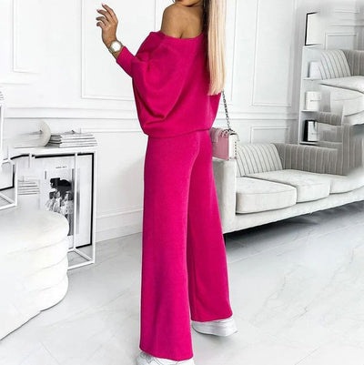Women's Pullover And Pants Set Solid Color Loose Fit Comfort