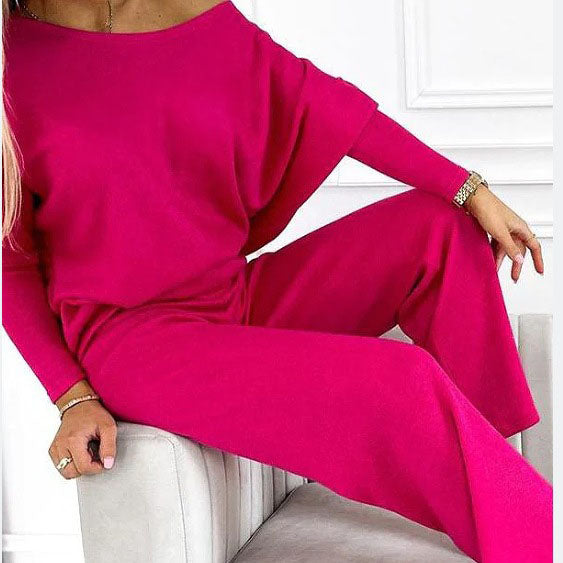 Women's Pullover And Pants Set Solid Color Loose Fit Comfort