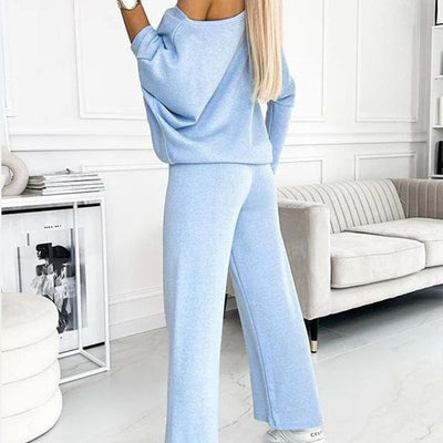 Women's Pullover And Pants Set Solid Color Loose Fit Comfort