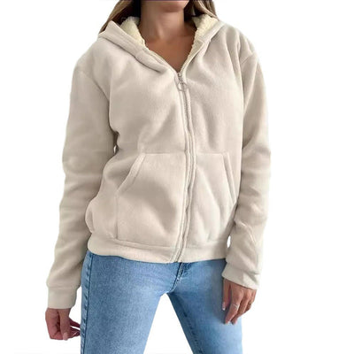 Women's Lined Zip-Up Hoodie Cozy Warm Lightweight Sweatshirt