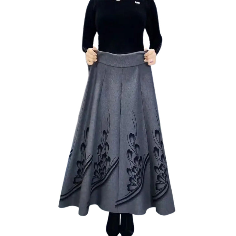 High-Waist A-Line Skirt Faux Wool Elegant Women’s Fashion