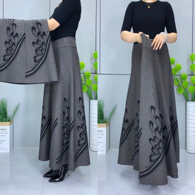 High-Waist A-Line Skirt Faux Wool Elegant Women’s Fashion
