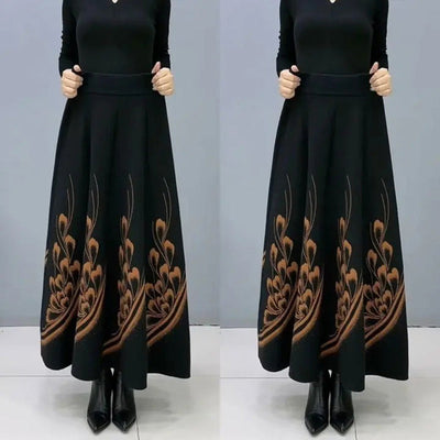 High-Waist A-Line Skirt Faux Wool Elegant Women’s Fashion