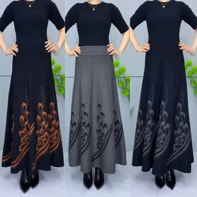 High-Waist A-Line Skirt Faux Wool Elegant Women’s Fashion