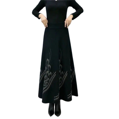 High-Waist A-Line Skirt Faux Wool Elegant Women’s Fashion