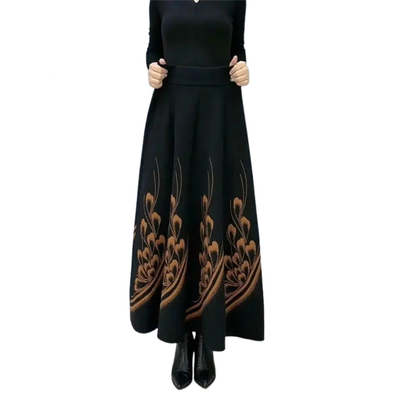 High-Waist A-Line Skirt Faux Wool Elegant Women’s Fashion