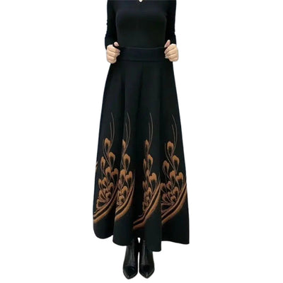High-Waist A-Line Skirt Faux Wool Elegant Women’s Fashion