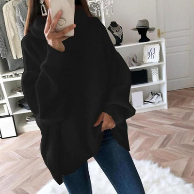 Women’s Oversized Turtleneck Sweater Solid Color Knit Pullover